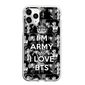 Чехол для iPhone 11 Pro Max матовый с принтом I am army and I lover BTS в Новосибирске, Силикон |  | Тематика изображения на принте: bangtan boys | beyond the scene | boyband | boys | bts | chin | chonguk | collage | crown | edm | flowers | hip hop | jimin | jj hope | k pop | photo | r  b | rm | south korean | suga | wee | бойбенд | ви | джей хоуп | коллаж | корона | мальчики | с