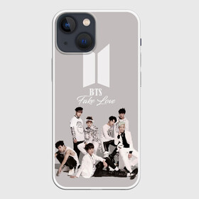 Чехол для iPhone 13 mini с принтом BTS Take love в Новосибирске,  |  | Тематика изображения на принте: bangtan boys | beyond the scene | boyband | boys | bts | chin | chonguk | edm | emblem | hip hop | jimin | jj hope | k pop | logo | r  b | rm | south korean | suga | wee | бойбенд | ви | возьми | джей хоуп | логотип | любовь | мальчики | сюга | х