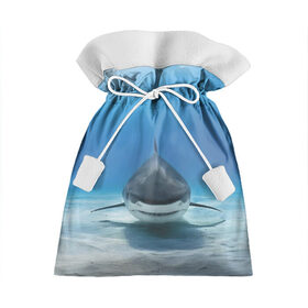 Подарочный 3D мешок с принтом Анфас в Новосибирске, 100% полиэстер | Размер: 29*39 см | Тематика изображения на принте: bottom | fin | full face | jaw | ocean | sand | shark | water | акула | анфас | вода | дно | океан | песок | плавник