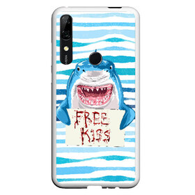 Чехол для Honor P Smart Z с принтом Free Kiss в Новосибирске, Силикон | Область печати: задняя сторона чехла, без боковых панелей | free kiss | акула | бесплатные поцелуи | вода | кровь | море | объявление | острые зубы | поцелуй | рыба | табличка | хищник