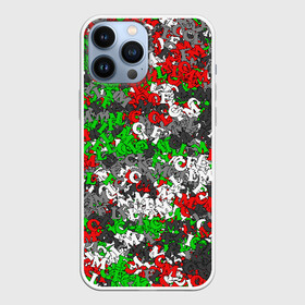 Чехол для iPhone 13 Pro Max с принтом Камуфляж с буквами FCLM в Новосибирске,  |  | зеленый | клуб | красно зеленый | красный | локо | локомотив | москва | паттерн