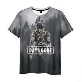 Мужская футболка 3D с принтом Days Gone в Новосибирске, 100% полиэфир | прямой крой, круглый вырез горловины, длина до линии бедер | days gone | лес | лого | персонаж