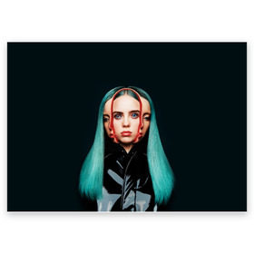 Поздравительная открытка с принтом BILLIE EILISH в Новосибирске, 100% бумага | плотность бумаги 280 г/м2, матовая, на обратной стороне линовка и место для марки
 | ayelish | bad guy | bellyache | bilie eilish | bilie elish | billie | billie eilish | eilish | electronic | elish | music | били айлиш | билли айлиш | эйлиш | элиш