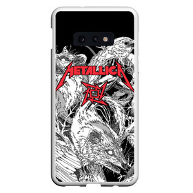 Чехол для Samsung S10E с принтом Metallica в Новосибирске, Силикон | Область печати: задняя сторона чехла, без боковых панелей | Тематика изображения на принте: american | angry | emblem | james hetfield | kirk hammett | la | live | logo | metal band | metallica | rats | ravens | zombies | американская | вороны | джеймс хетфилд | живые | злые | зомби | кирк хэмметт | крысы | ларс ульрих | логотип | мета