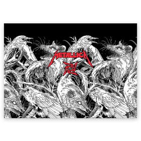 Поздравительная открытка с принтом Metallica в Новосибирске, 100% бумага | плотность бумаги 280 г/м2, матовая, на обратной стороне линовка и место для марки
 | american | angry | emblem | james hetfield | kirk hammett | la | live | logo | metal band | metallica | rats | ravens | zombies | американская | вороны | джеймс хетфилд | живые | злые | зомби | кирк хэмметт | крысы | ларс ульрих | логотип | мета