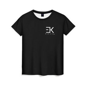 Женская футболка 3D с принтом ЕГОР КРИД (НА СПИНЕ) в Новосибирске, 100% полиэфир ( синтетическое хлопкоподобное полотно) | прямой крой, круглый вырез горловины, длина до линии бедер | ek | ek team | family | kreed | егор булаткин | егор крид | ек | крид