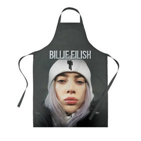 Фартук 3D с принтом BILLIE EILISH в Новосибирске, 100% полиэстер | общий размер — 65 х 85 см, ширина нагрудника — 26 см, горловина — 53 см, длина завязок — 54 см, общий обхват в поясе — 173 см. Принт на завязках и на горловине наносится с двух сторон, на основной части фартука — только с внешней стороны | ayelish | bad guy | bellyache | bilie eilish | bilie elish | billie | billie eilish | eilish | electronic | elish | music | били айлиш | билли айлиш | эйлиш | элиш