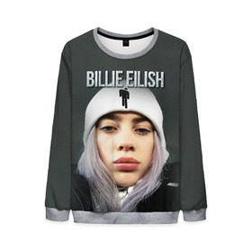 Мужской свитшот 3D с принтом BILLIE EILISH в Новосибирске, 100% полиэстер с мягким внутренним слоем | круглый вырез горловины, мягкая резинка на манжетах и поясе, свободная посадка по фигуре | Тематика изображения на принте: ayelish | bad guy | bellyache | bilie eilish | bilie elish | billie | billie eilish | eilish | electronic | elish | music | били айлиш | билли айлиш | эйлиш | элиш