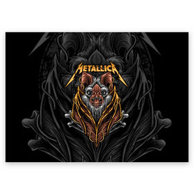 Поздравительная открытка с принтом Metallica  в Новосибирске, 100% бумага | плотность бумаги 280 г/м2, матовая, на обратной стороне линовка и место для марки
 | american | bat | bones | emblem | fangs | james hetfield | kirk hammett | metal band | metallica | mouse | music | rock | vampire | американская | вампир | джеймс хетфилд | кирк хэмметт | клыки | кости | ларс ульрих | летучая | метал группа | мет