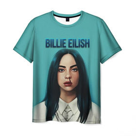 Мужская футболка 3D с принтом BILLIE EILISH в Новосибирске, 100% полиэфир | прямой крой, круглый вырез горловины, длина до линии бедер | ayelish | bad guy | bellyache | bilie eilish | bilie elish | billie | billie eilish | eilish | electronic | elish | music | били айлиш | билли айлиш | эйлиш | элиш