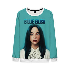 Мужской свитшот 3D с принтом BILLIE EILISH в Новосибирске, 100% полиэстер с мягким внутренним слоем | круглый вырез горловины, мягкая резинка на манжетах и поясе, свободная посадка по фигуре | ayelish | bad guy | bellyache | bilie eilish | bilie elish | billie | billie eilish | eilish | electronic | elish | music | били айлиш | билли айлиш | эйлиш | элиш