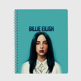 Тетрадь с принтом BILLIE EILISH в Новосибирске, 100% бумага | 48 листов, плотность листов — 60 г/м2, плотность картонной обложки — 250 г/м2. Листы скреплены сбоку удобной пружинной спиралью. Уголки страниц и обложки скругленные. Цвет линий — светло-серый
 | ayelish | bad guy | bellyache | bilie eilish | bilie elish | billie | billie eilish | eilish | electronic | elish | music | били айлиш | билли айлиш | эйлиш | элиш