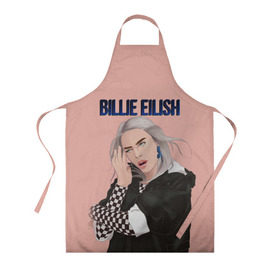 Фартук 3D с принтом BILLIE EILISH в Новосибирске, 100% полиэстер | общий размер — 65 х 85 см, ширина нагрудника — 26 см, горловина — 53 см, длина завязок — 54 см, общий обхват в поясе — 173 см. Принт на завязках и на горловине наносится с двух сторон, на основной части фартука — только с внешней стороны | ayelish | bad guy | bellyache | bilie eilish | bilie elish | billie | billie eilish | eilish | electronic | elish | music | били айлиш | билли айлиш | эйлиш | элиш