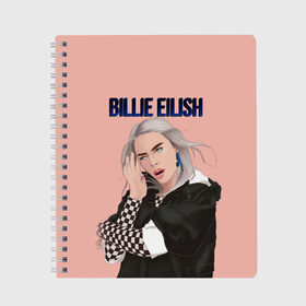 Тетрадь с принтом BILLIE EILISH в Новосибирске, 100% бумага | 48 листов, плотность листов — 60 г/м2, плотность картонной обложки — 250 г/м2. Листы скреплены сбоку удобной пружинной спиралью. Уголки страниц и обложки скругленные. Цвет линий — светло-серый
 | ayelish | bad guy | bellyache | bilie eilish | bilie elish | billie | billie eilish | eilish | electronic | elish | music | били айлиш | билли айлиш | эйлиш | элиш