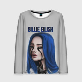 Женский лонгслив 3D с принтом BILLIE EILISH в Новосибирске, 100% полиэстер | длинные рукава, круглый вырез горловины, полуприлегающий силуэт | ayelish | bad guy | bellyache | bilie eilish | bilie elish | billie | billie eilish | eilish | electronic | elish | music | били айлиш | билли айлиш | эйлиш | элиш