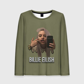 Женский лонгслив 3D с принтом BILLIE EILISH в Новосибирске, 100% полиэстер | длинные рукава, круглый вырез горловины, полуприлегающий силуэт | ayelish | bad guy | bellyache | bilie eilish | bilie elish | billie | billie eilish | eilish | electronic | elish | music | били айлиш | билли айлиш | эйлиш | элиш