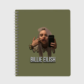 Тетрадь с принтом BILLIE EILISH в Новосибирске, 100% бумага | 48 листов, плотность листов — 60 г/м2, плотность картонной обложки — 250 г/м2. Листы скреплены сбоку удобной пружинной спиралью. Уголки страниц и обложки скругленные. Цвет линий — светло-серый
 | ayelish | bad guy | bellyache | bilie eilish | bilie elish | billie | billie eilish | eilish | electronic | elish | music | били айлиш | билли айлиш | эйлиш | элиш