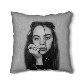 Подушка 3D с принтом BILLIE EILISH в Новосибирске, наволочка – 100% полиэстер, наполнитель – холлофайбер (легкий наполнитель, не вызывает аллергию). | состоит из подушки и наволочки. Наволочка на молнии, легко снимается для стирки | ayelish | bad guy | bellyache | bilie eilish | bilie elish | billie | billie eilish | eilish | electronic | elish | music | били айлиш | билли айлиш | эйлиш | элиш