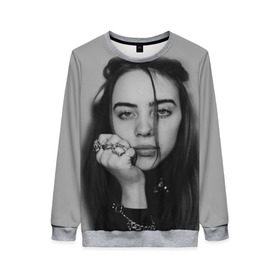 Женский свитшот 3D с принтом BILLIE EILISH в Новосибирске, 100% полиэстер с мягким внутренним слоем | круглый вырез горловины, мягкая резинка на манжетах и поясе, свободная посадка по фигуре | ayelish | bad guy | bellyache | bilie eilish | bilie elish | billie | billie eilish | eilish | electronic | elish | music | били айлиш | билли айлиш | эйлиш | элиш