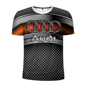 Мужская футболка 3D спортивная с принтом Audi Metal в Новосибирске, 100% полиэстер с улучшенными характеристиками | приталенный силуэт, круглая горловина, широкие плечи, сужается к линии бедра | audi | metal | авто | ауди | железо | кольчуга | лого авто | метал | металлическая | сетка | сталь | цепи