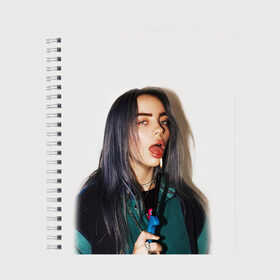 Тетрадь с принтом BILLIE EILISH в Новосибирске, 100% бумага | 48 листов, плотность листов — 60 г/м2, плотность картонной обложки — 250 г/м2. Листы скреплены сбоку удобной пружинной спиралью. Уголки страниц и обложки скругленные. Цвет линий — светло-серый
 | ayelish | bad guy | bellyache | bilie eilish | bilie elish | billie | billie eilish | eilish | electronic | elish | music | били айлиш | билли айлиш | эйлиш | элиш