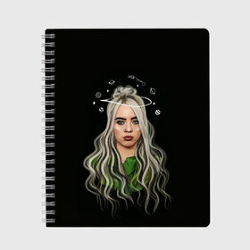 Тетрадь с принтом BILLIE EILISH в Новосибирске, 100% бумага | 48 листов, плотность листов — 60 г/м2, плотность картонной обложки — 250 г/м2. Листы скреплены сбоку удобной пружинной спиралью. Уголки страниц и обложки скругленные. Цвет линий — светло-серый
 | ayelish | bad guy | bellyache | bilie eilish | bilie elish | billie | billie eilish | eilish | electronic | elish | music | били айлиш | билли айлиш | эйлиш | элиш