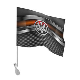 Флаг для автомобиля с принтом Volkswagen Metal в Новосибирске, 100% полиэстер | Размер: 30*21 см | volkswagen | авто | волксваген | вольсваген | железо | кольчуга | лого авто | метал | металлическая | сетка | сталь | цепи