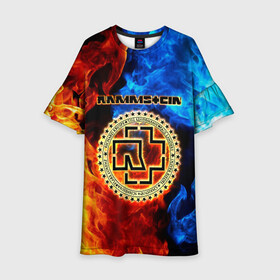 Детское платье 3D с принтом Rammstein в Новосибирске, 100% полиэстер | прямой силуэт, чуть расширенный к низу. Круглая горловина, на рукавах — воланы | amerika | art | germany | logo | rammstein | rock | till lindemann | арт | германия | группа | логотип | музыка | немецкая группа | немцы | песня | раммштайн | рамштайн | рок