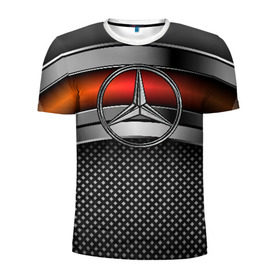 Мужская футболка 3D спортивная с принтом Mercedes-Benz Metal в Новосибирске, 100% полиэстер с улучшенными характеристиками | приталенный силуэт, круглая горловина, широкие плечи, сужается к линии бедра | mercedes | mercedes benz | авто | железо | кольчуга | лого авто | мерс | мерседес | метал | металлическая | сетка | сталь | цепи