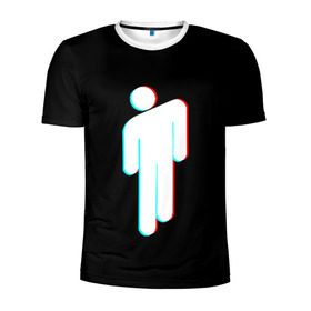 Мужская футболка 3D спортивная с принтом BILLIE EILISH в Новосибирске, 100% полиэстер с улучшенными характеристиками | приталенный силуэт, круглая горловина, широкие плечи, сужается к линии бедра | be | billie | billie eilish | glitch | билли | билли айлиш | глитч