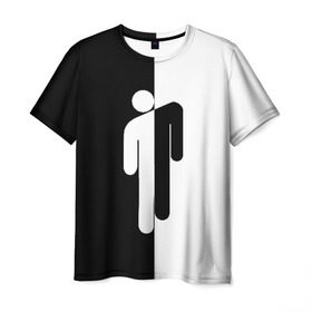 Мужская футболка 3D с принтом BILLIE EILISH в Новосибирске, 100% полиэфир | прямой крой, круглый вырез горловины, длина до линии бедер | be | billie | billie eilish | билли | билли айлиш