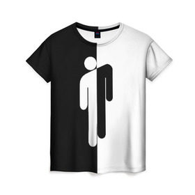 Женская футболка 3D с принтом BILLIE EILISH в Новосибирске, 100% полиэфир ( синтетическое хлопкоподобное полотно) | прямой крой, круглый вырез горловины, длина до линии бедер | be | billie | billie eilish | билли | билли айлиш