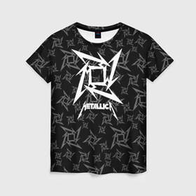 Женская футболка 3D с принтом METALLICA в Новосибирске, 100% полиэфир ( синтетическое хлопкоподобное полотно) | прямой крой, круглый вырез горловины, длина до линии бедер | Тематика изображения на принте: metallica | metallica logo | rock | метал группа | металл | металлика логотип | музыка | рок | трэш метал | хеви метал