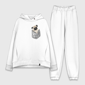 Женский костюм хлопок Oversize с принтом Мопс в кармане в Новосибирске,  |  | pug | карман | карманный мопс | малыш | милый | мопс | пес | песик | собака | собачка