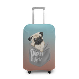Чехол для чемодана 3D с принтом Карманный мопс в Новосибирске, 86% полиэфир, 14% спандекс | двустороннее нанесение принта, прорези для ручек и колес | pug | карман | карманный мопс | малыш | милый | мопс | пес | песик | собака | собачка