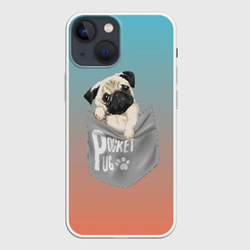 Чехол для iPhone 13 mini с принтом Карманный мопс в Новосибирске,  |  | pug | карман | карманный мопс | малыш | милый | мопс | пес | песик | собака | собачка