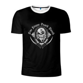 Мужская футболка 3D спортивная с принтом Five Finger Death Punch в Новосибирске, 100% полиэстер с улучшенными характеристиками | приталенный силуэт, круглая горловина, широкие плечи, сужается к линии бедра | 5fdp | ffdp | five finger | five finger death | five finger death punch | metal | rock | метал | рок