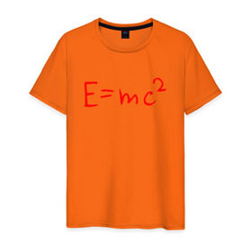 Мужская футболка хлопок с принтом E=mc2 в Новосибирске, 100% хлопок | прямой крой, круглый вырез горловины, длина до линии бедер, слегка спущенное плечо. | Тематика изображения на принте: emc 2 | emc2 | знаменитые формулы | физика | формулы | эйнштейн