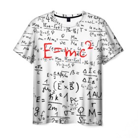 Мужская футболка 3D с принтом E=mc2 (редач) в Новосибирске, 100% полиэфир | прямой крой, круглый вырез горловины, длина до линии бедер | emc 2 | emc2 | знаменитые формулы | физика | формулы | эйнштейн