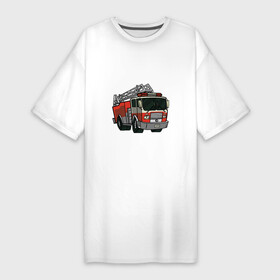 Платье-футболка хлопок с принтом Пожарная Машина в Новосибирске,  |  | огонь | пожар | пожарная | пожарная охрана | пожарник | пожарный