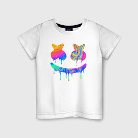 Детская футболка хлопок с принтом MARSHMELLO MELT в Новосибирске, 100% хлопок | круглый вырез горловины, полуприлегающий силуэт, длина до линии бедер | america | dj | marshmello | melt | usa | америка | маршмелло
