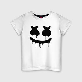 Детская футболка хлопок с принтом MARSHMELLO MELT в Новосибирске, 100% хлопок | круглый вырез горловины, полуприлегающий силуэт, длина до линии бедер | Тематика изображения на принте: america | dj | marshmello | melt | usa | америка | маршмелло