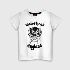 Детская футболка хлопок с принтом MOTORHEAD в Новосибирске, 100% хлопок | круглый вырез горловины, полуприлегающий силуэт, длина до линии бедер | Тематика изображения на принте: england | motorhead | моторхед