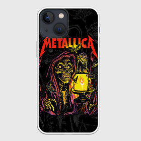 Чехол для iPhone 13 mini с принтом Metallica в Новосибирске,  |  | american | death | fly | holds | james hetfield | kirk hammett | lantern | metal band | metallica | moths | music | mysticism | rock | skeleton | skull | американская | держит | джеймс хетфилд | ларс ульрих | летают | метал группа | металлика | мистика | 