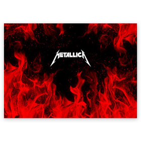 Поздравительная открытка с принтом METALLICA (НА СПИНЕ) в Новосибирске, 100% бумага | плотность бумаги 280 г/м2, матовая, на обратной стороне линовка и место для марки
 | Тематика изображения на принте: fire | flame | metallica | металлика | огонь | пламя