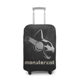 Чехол для чемодана 3D с принтом Monstercat в Новосибирске, 86% полиэфир, 14% спандекс | двустороннее нанесение принта, прорези для ручек и колес | monstercat | клуб | клубная музыка | кот | котенок | кошка | лейбл | монстар | монстар кет | монстер | музыка | танцевальная музыка | электронная | электронная музыка