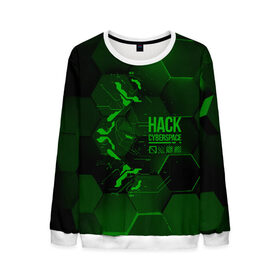 Мужской свитшот 3D с принтом Hack Cyberspace в Новосибирске, 100% полиэстер с мягким внутренним слоем | круглый вырез горловины, мягкая резинка на манжетах и поясе, свободная посадка по фигуре | cyberpunk | hack | hack cyberspace | hacker | абстракция | взлом | микросхема | минимализм | программер | программист | сеть | хакер
