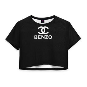 Женская футболка Cropp-top с принтом BENZO GANG ( CARBON ) в Новосибирске, 100% полиэстер | круглая горловина, длина футболки до линии талии, рукава с отворотами | bbt | benzo | benzo gang | big baby tape | carbon | ббт | бензо | карбон
