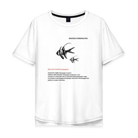 Мужская футболка хлопок Oversize с принтом Banggai Cardinalfish в Новосибирске, 100% хлопок | свободный крой, круглый ворот, “спинка” длиннее передней части | animals | red book | red list | животные | животные из красной книги | красная книга | редкие животные