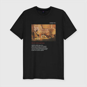 Мужская футболка премиум с принтом Corsac fox в Новосибирске, 92% хлопок, 8% лайкра | приталенный силуэт, круглый вырез ворота, длина до линии бедра, короткий рукав | animals | red book | red list | животные | животные из красной книги | красная книга | редкие животные